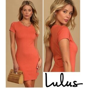 Lulus Going On a Stroll Orange Shirt Dress Size M Size XS
